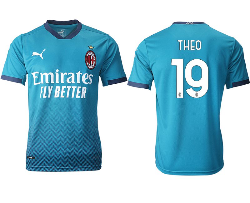 Men 2020-2021 club AC milan away aaa version #19 blue Soccer Jerseys